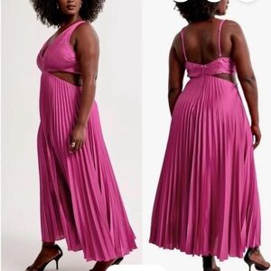Abercrombie & Fitch Fuchsia Backless Pleated Maxi Dress